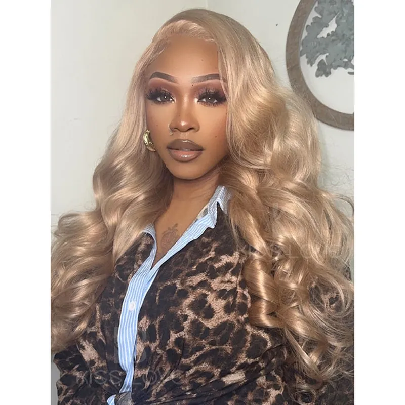 13x6 HD Lace Front Wig Ash Blonde Hair 3D Body Wave 100% Human Hair Wigs