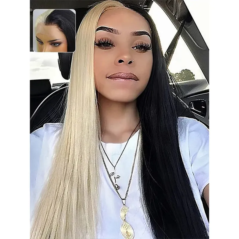 BOGO Half 613 Blonde Half Black Hair 4x4/5x5/13x4Lace Front Human Hair Wigs