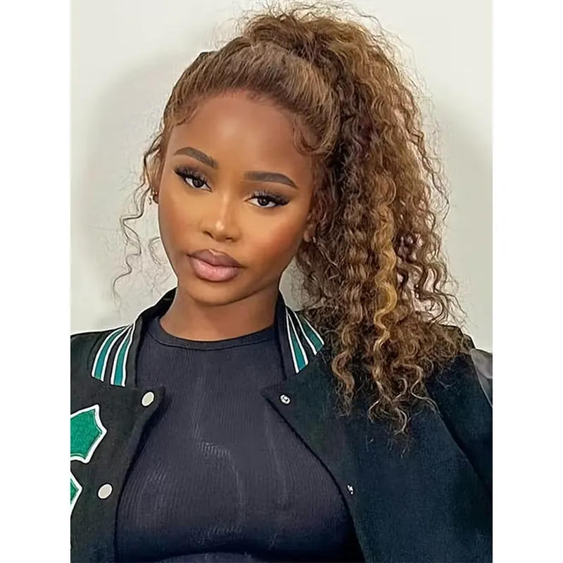Honey Blonde Highlight Water Wave 13x6 Lace Frontal Wig Bleached Bye Bye Knots Glueless Lace Wigs
