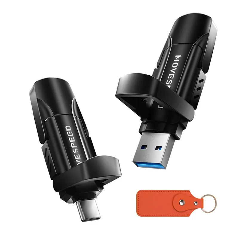 MOVE SPEED 128GB-2T 570MB/s  Dual Port Type C + USB 3.2 Portable SSD