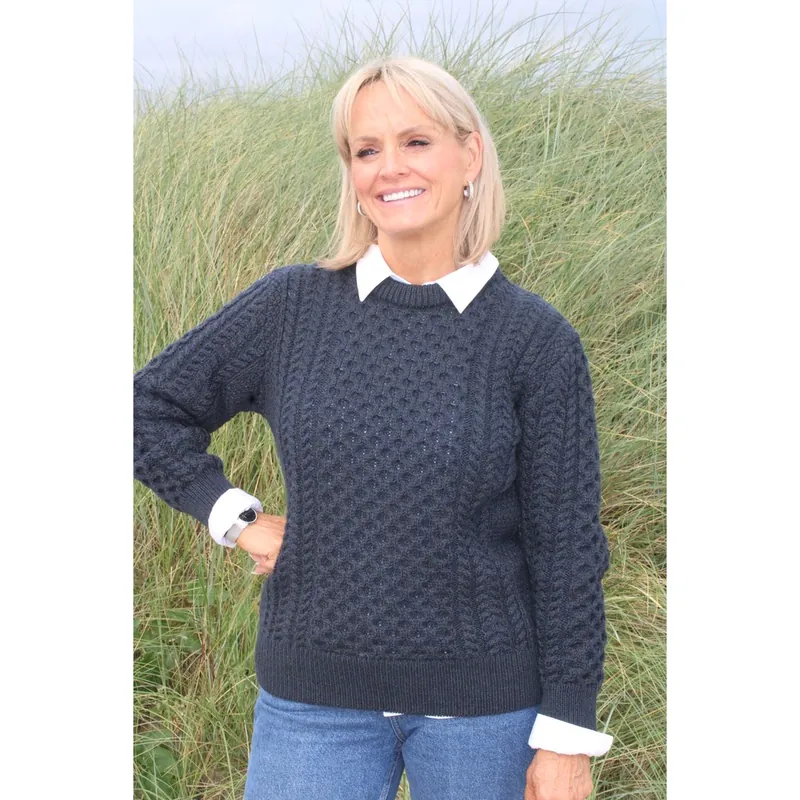 Traditional Aran Crew Neck Sweater - Blackwatch